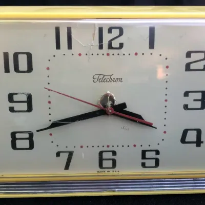 Vintage 1954 GE Telechron Model 2H47 Yellow Electric Wall/Shelf Clock