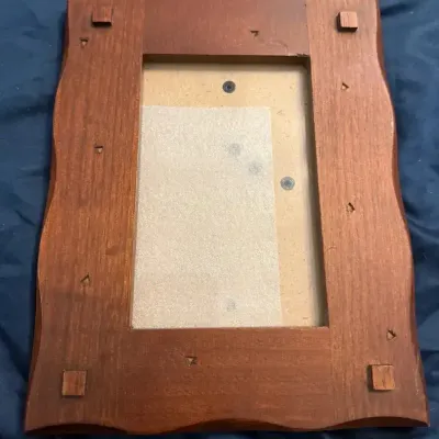 Vintage Wood Picture Frame Curved Edge Tabletop Wall Display Rustic Brown