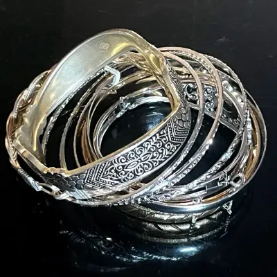 Stack of Bangle Bracelets with Marked