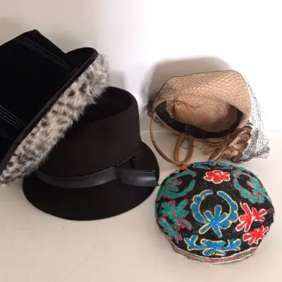 Vintage Hats With Bukhara Embroidered Skull-cap