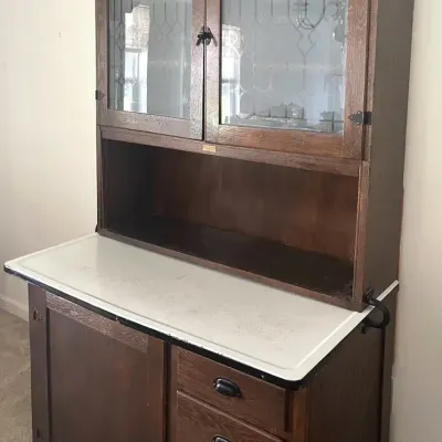 Dark Oak Sellers Kitchen Cabinet, Vintage 