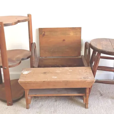 Pine Furniture Side Table, Bench And Project Pieces (4)
