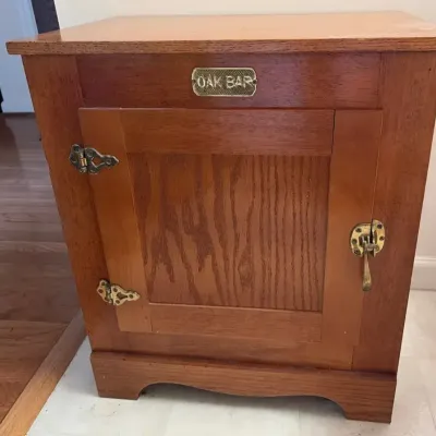 Vintage Oak Bar Icebox End Table
