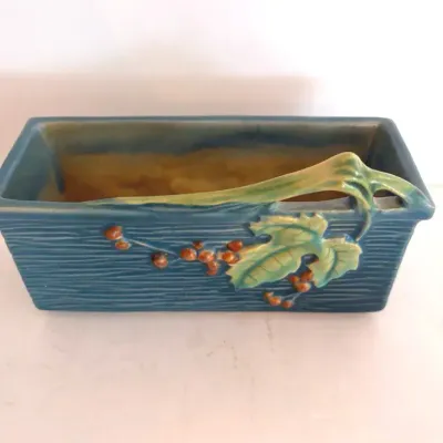 Vintage Roseville Pottery Bushberry Blue Planter