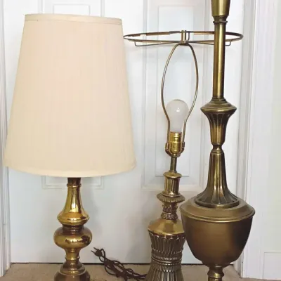 Three Vintage Brass Lamps 