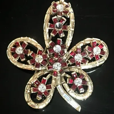 Coro Floral Rhinestone Brooch