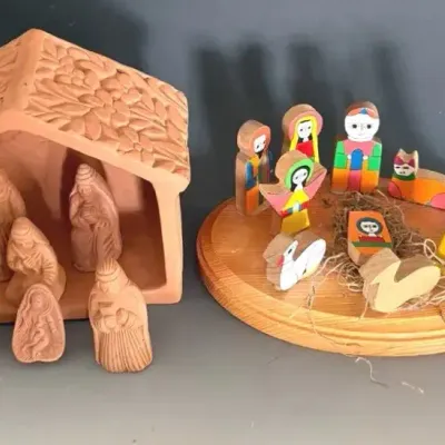 Bangladesh Terracotta Nativity Set With Hand Made Folk Art Nativity Set