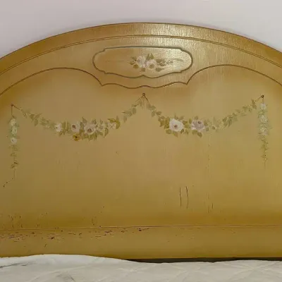 Antique Hand Painted Full Size Headboard, Footboard, And Sideboards 