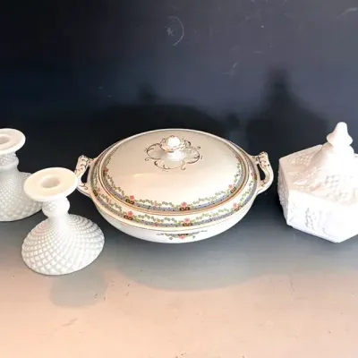 Meakin Serving Dish With Westmoreland And Imperial Milkglass