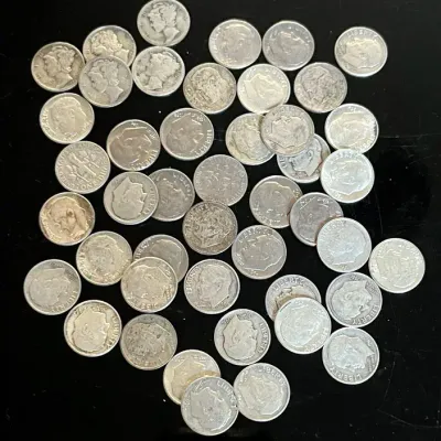Mercury (5) and Roosevelt (30) Silver Dimes Plus Ten Later Roosevelts