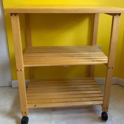 Three Tiered Pine Rolling Cart