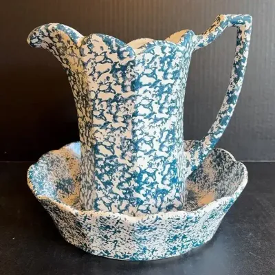 Vintage McCoy Pottery Spatterware Bowl And Pitcher