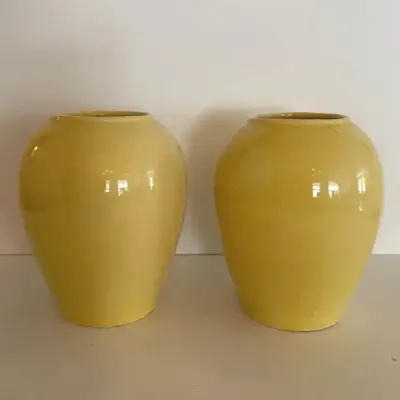 Pair Of USA Ceramic Pottery Vases, Vintage 