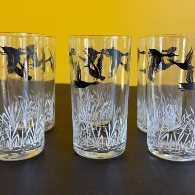 MCM Anchor Hocking Wild Geese Highball Glasses