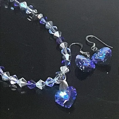 Blue Crystal Heart Shaped Demiparure 