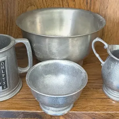 Vintage Wilton Armetale Letter Mug With International Pewter Bowl And More