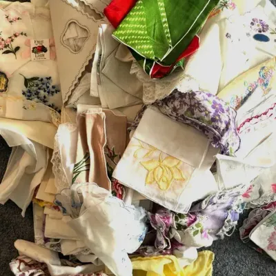 Vintage Swiss Hankies with Embroidered Detailing, Floral Most with Tags 50+