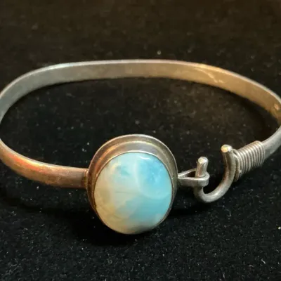 Sterling Silver Hook Clasp Bangle Bracelet (17.84 Grams Total)