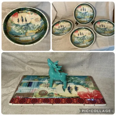 Tracy Porter Poetic Wanderlust Deer Centerpiece, Serving Bowl, & Bowl Set