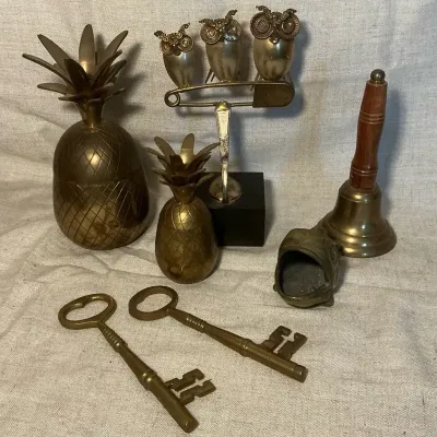 Brass Owls, Pineapples, Bell, Fish, & Keys