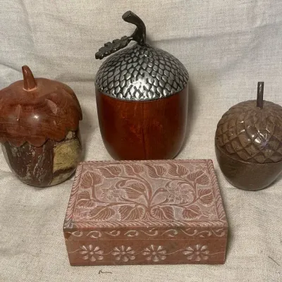 Decorative Acorns & Soapstone Box