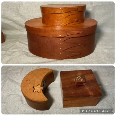 Shaker Finger Boxes, Moon Puzzle Box, Koa Wood Box