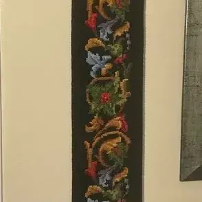 Vintage Needlepoint Bell Pull 47.5"L x 6"w