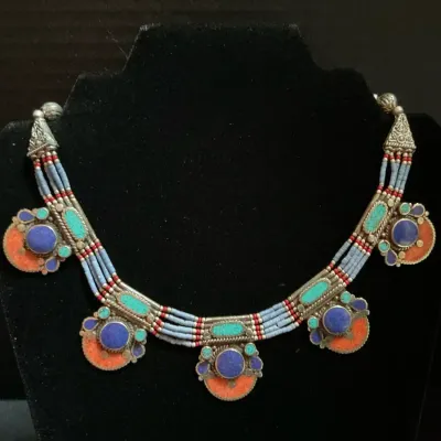 Tibetan Multi-Color Statement Necklace (Clasp Missing)