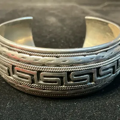 Sterling Silver Greek Key Cuff Bracelet (46.43 Grams)