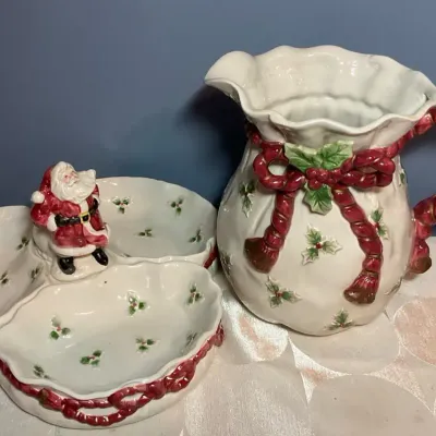 FF Holiday Ceramic Pitcher And Appetizer Platter