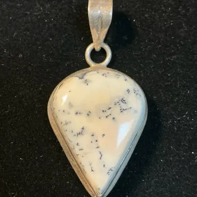 Sterling Silver Dendritic Agate Cabochon Pendant 