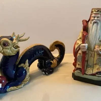 Asian Dragon And Feng Shui Fortune Deity 