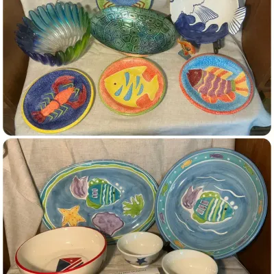Bright Summer Fish & Nautical Serving Dishes & Decor