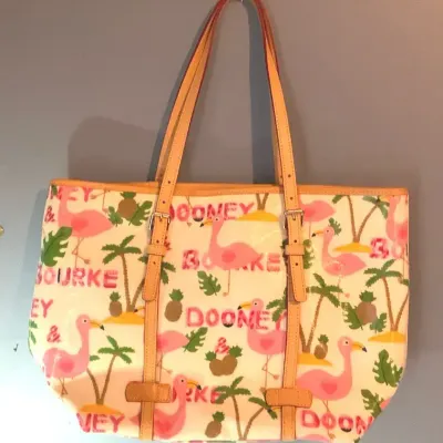 Vintage Dooney & Bourke Pink Flamingo Totebag