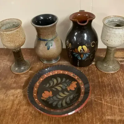 Pottery including A Rove Pottery Vase, A Signed Plate, And More