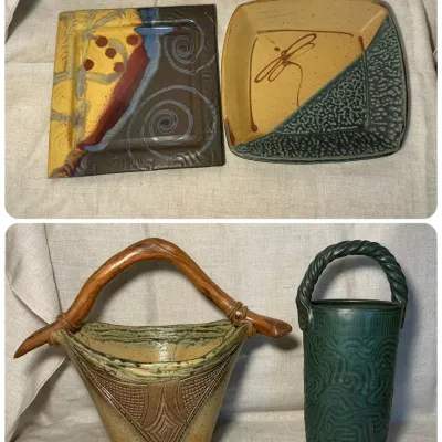 Handmade Pottery Plates & Bucket Vases