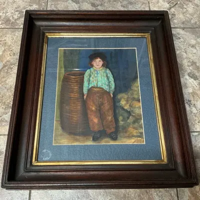 American Folk Art Boy Painting (15 x 17)