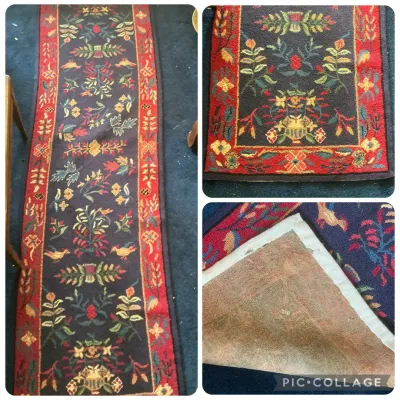 Folk Art Style Needlepoint Runner Rug 2'3" x 7'11"