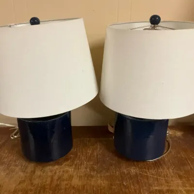 Two Blue Ceramic Table Lamps (Untested)