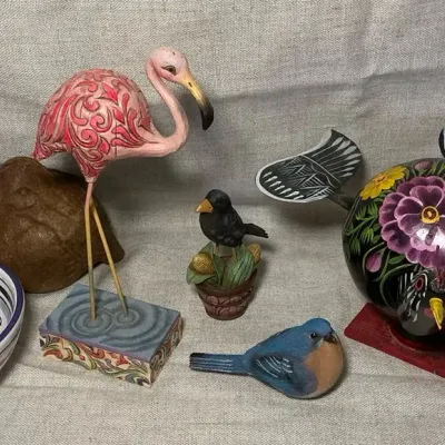 Jim Shore Mini Black Crow, Bluebird, & Flamingo; & More Bird Decor