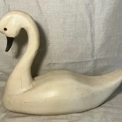 Vintage Signed Wooden Swan Decoy