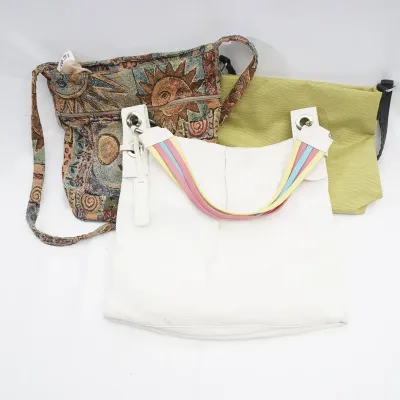 3 Handbags - Green Max New York, White Sabrina Seal And Tapestry