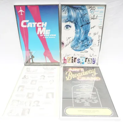 4 Framed Theatre Cards - Hairspray Signed By Cast, Catch Me If You Can