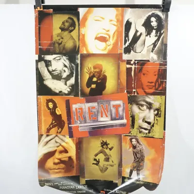 Vintage Unframed 1996 Broadway window card poster for the rock musical Rent