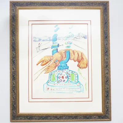 Salvador Dali "Cybernetic Lobster Telephone" (1975) Signed Color Lithograph, 27/250
