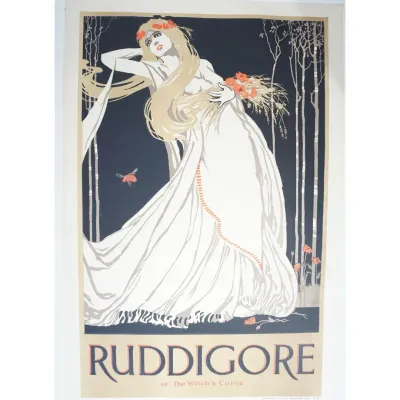 D'Oyly Carte "Ruddigore" Stone Lithograph Poster On Linen, Stafford & Co.