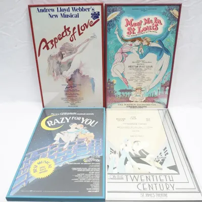4 Framed Broadway Cards - Aspects Of Love, Crazy For You And More