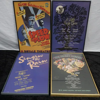 4 Framed Theatre Cards - Secret Garden, Singin' In The Rain And More