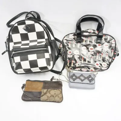 Vintage Coach Patchwork Brown Multicolor Leather Suede  Fabric Wristlet Clutch,Claire’s Bag Pack