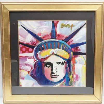 Peter Max "Liberty 2000 III" #119 Hand-Embellished Acrylic On Paper, Signed